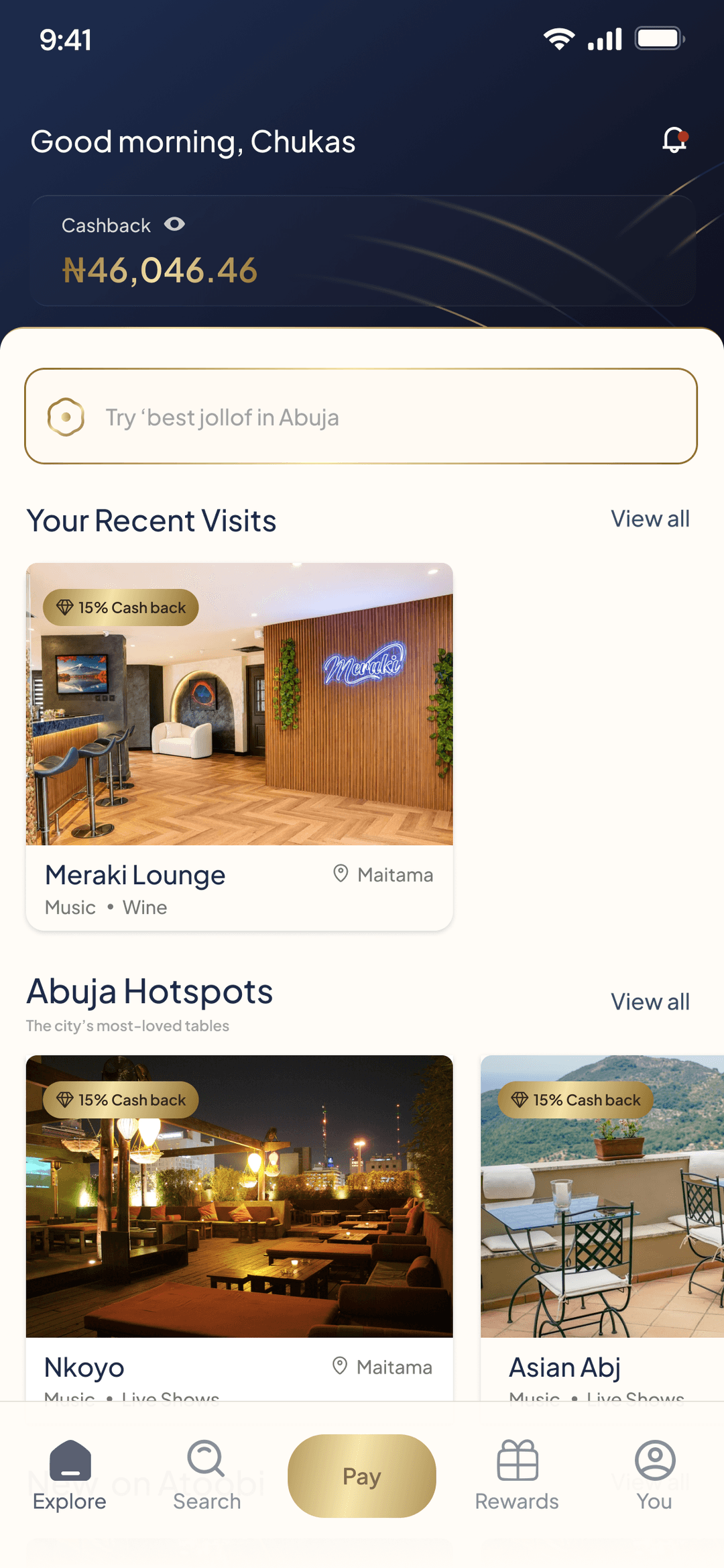 Atoobi app — discover restaurants